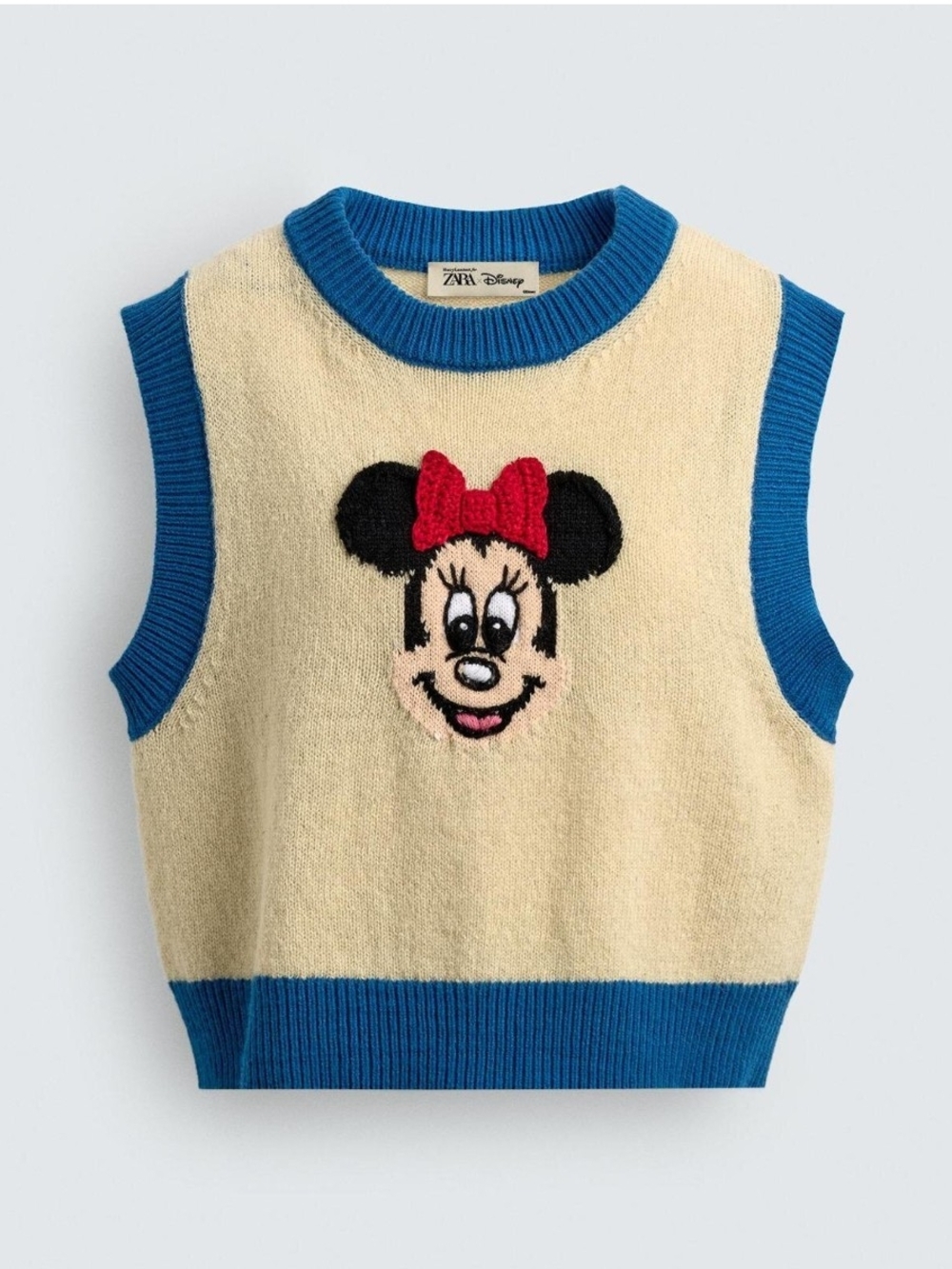 Zara X Disney Cream & Blue Minnie Sleeveless Knit Vest NWT